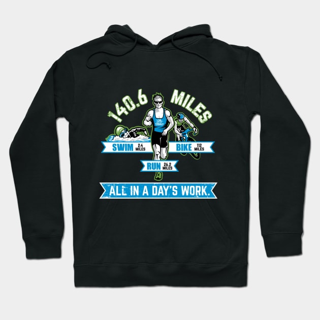 “All In A Days Work” – Long Distance Triathlon Cotton T-Shirt Hoodie by aircrewsupplyco